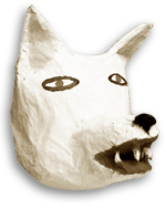 Yellowstone National Park_Paper mach&eacute; Wolf head_Sculpture: Mona Birnbaum